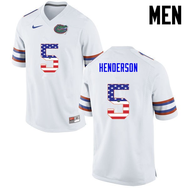 Florida Gators Men #5 CJ Henderson College Football USA Flag Fashion White